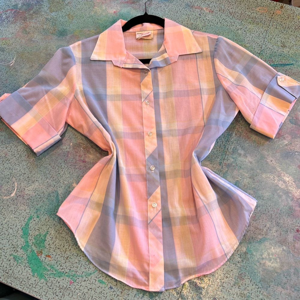 Vintage Pastel Plaid Button Down